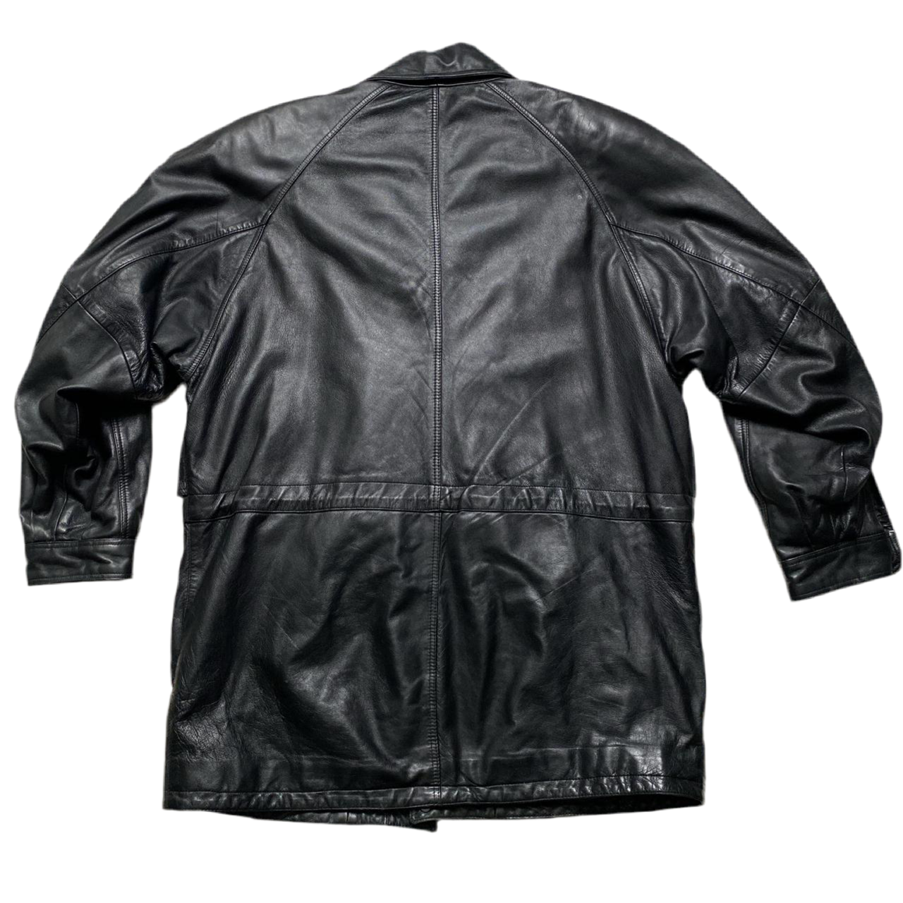 Burberry Burberrys Vintage Black Leather Trench Coat (XL)