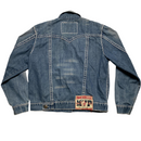 True Religion MVP Point Couro Super T Blue and White Stitch Denim Jacket (XL)