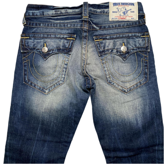 True Religion Straight Navy Stonewashed Jeans (29W)