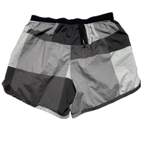Nike Running Reflective Checked Patchwork Grey Black and White Shorts and T Shirt Set (L)