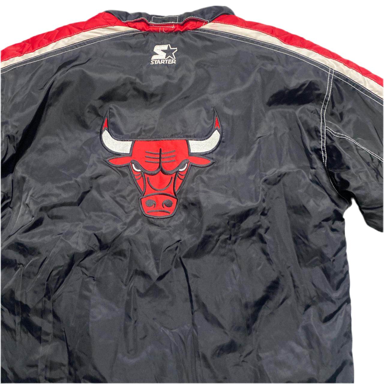 Chicago Bulls Vintage 90’s Starter Black Red and White Jacket (XL)