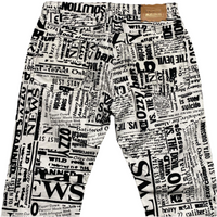 Aries Arise White and Black Newspaper Print Jeans (33W)