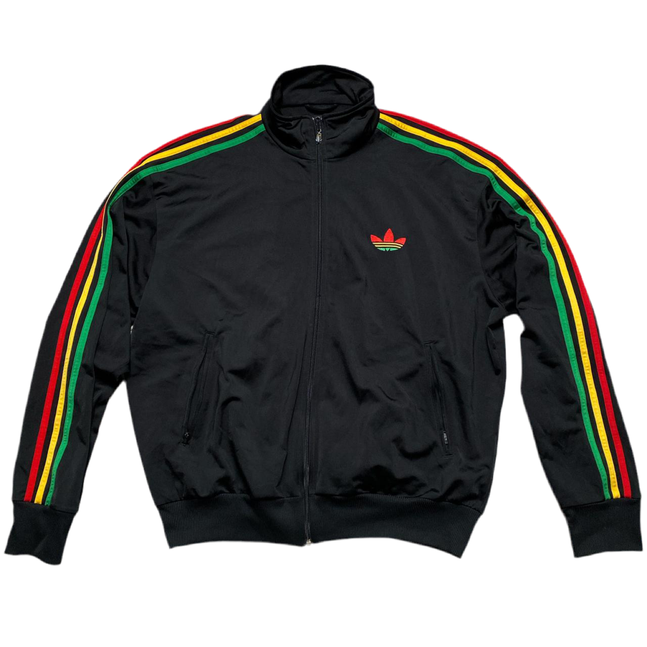 Adidas Originals Rasta Black Red Green and Yellow Stripe Bomber Tracksuit Jacket (XL)
