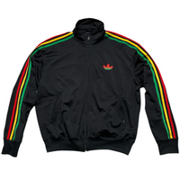 Adidas Originals Rasta Black Red Green and Yellow Stripe Bomber Tracksuit Jacket (XL)