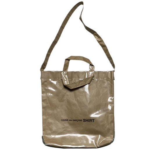 Comme Des Garcons Shirt PVC Tote Plastic Covered Cross Body Carrier Bag