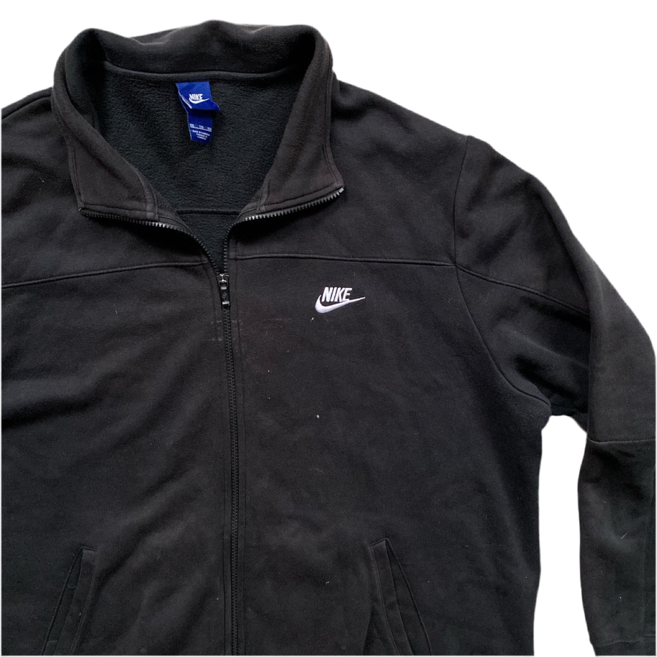 Nike White Swoosh Black Zip Jumper (2XL)