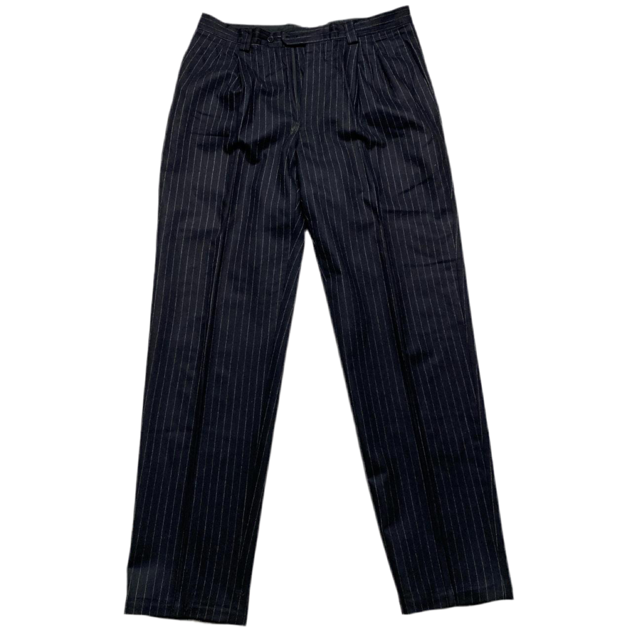 Versace Classic V2 Full Double Breasted Pin Stripe Black and Grey Suit (L)