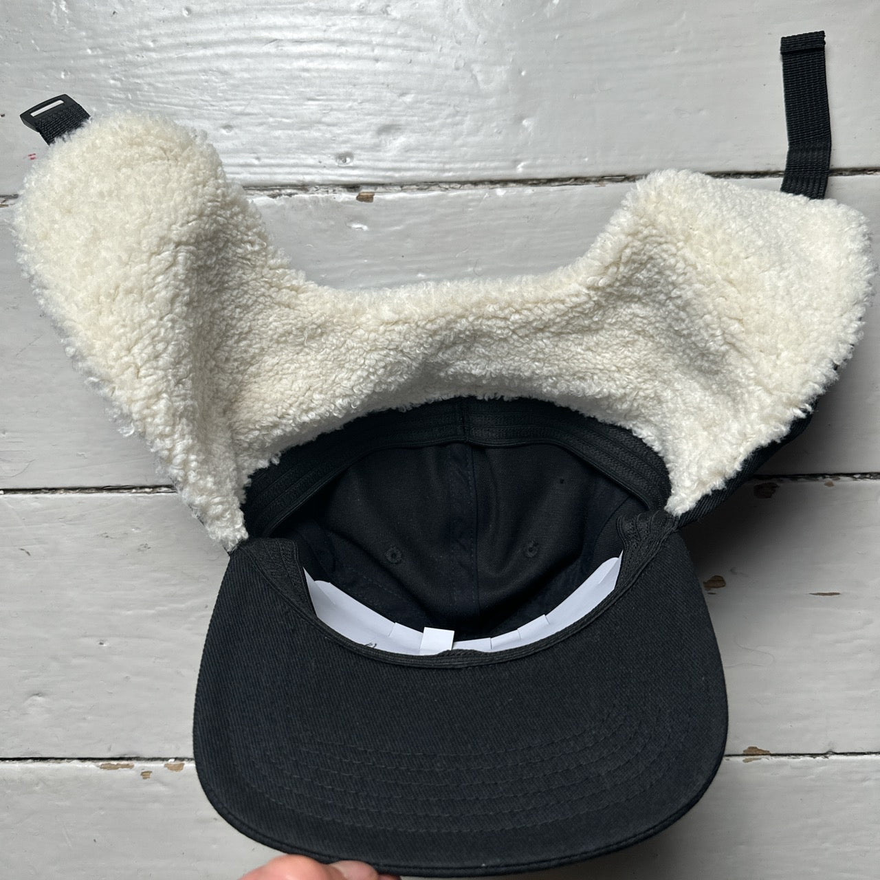 Swoosh Black Dog Ear Trapper Hat