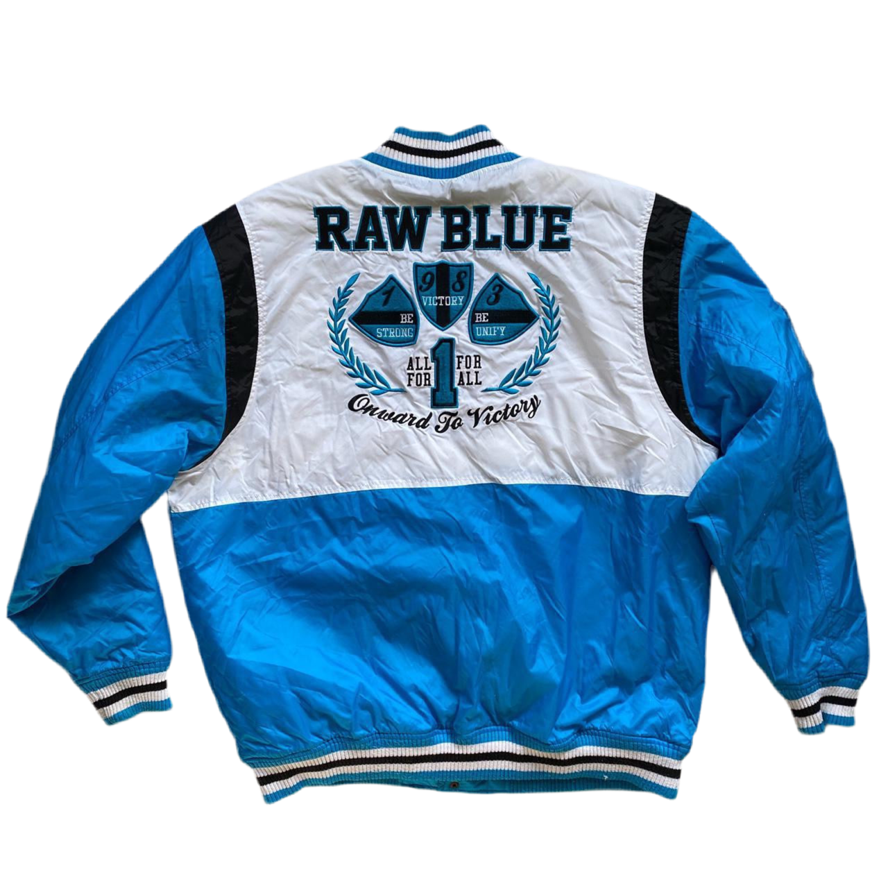 Raw Blue Varsity Bomber Jacket (2XL)
