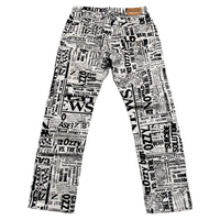 Aries Arise White and Black Newspaper Print Jeans (33W)