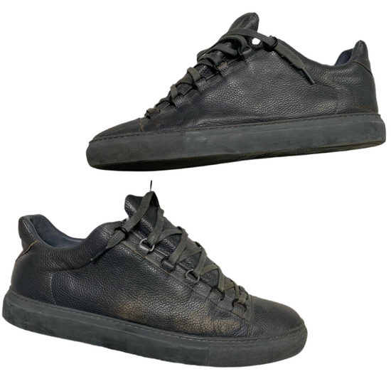 Balenciaga Arenas Grey Leather Low Trainers (UK 10)