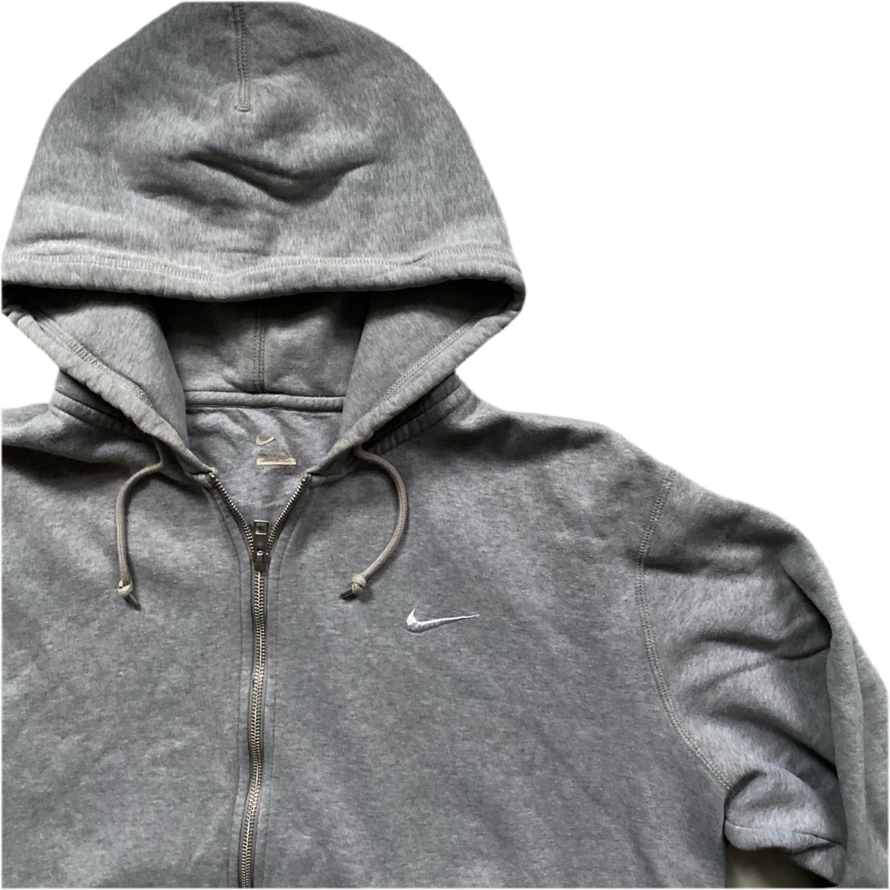 Nike White Swoosh Grey Hoodie (2XL)