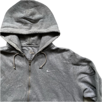 Nike White Swoosh Grey Hoodie (2XL)