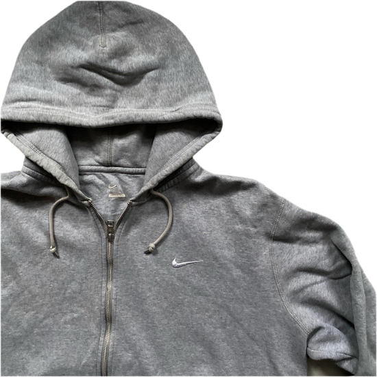 Nike White Swoosh Grey Hoodie (2XL)