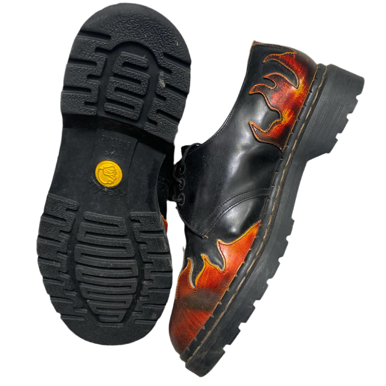 Leather Low TredAir Black and Flame Grunge Boot Shoes (UK 10)