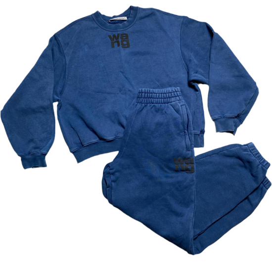 Alexander Wang Blue Cropped Jumper and Bottoms Tracksuit (S)