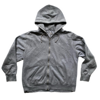 Nike White Swoosh Grey Hoodie (2XL)