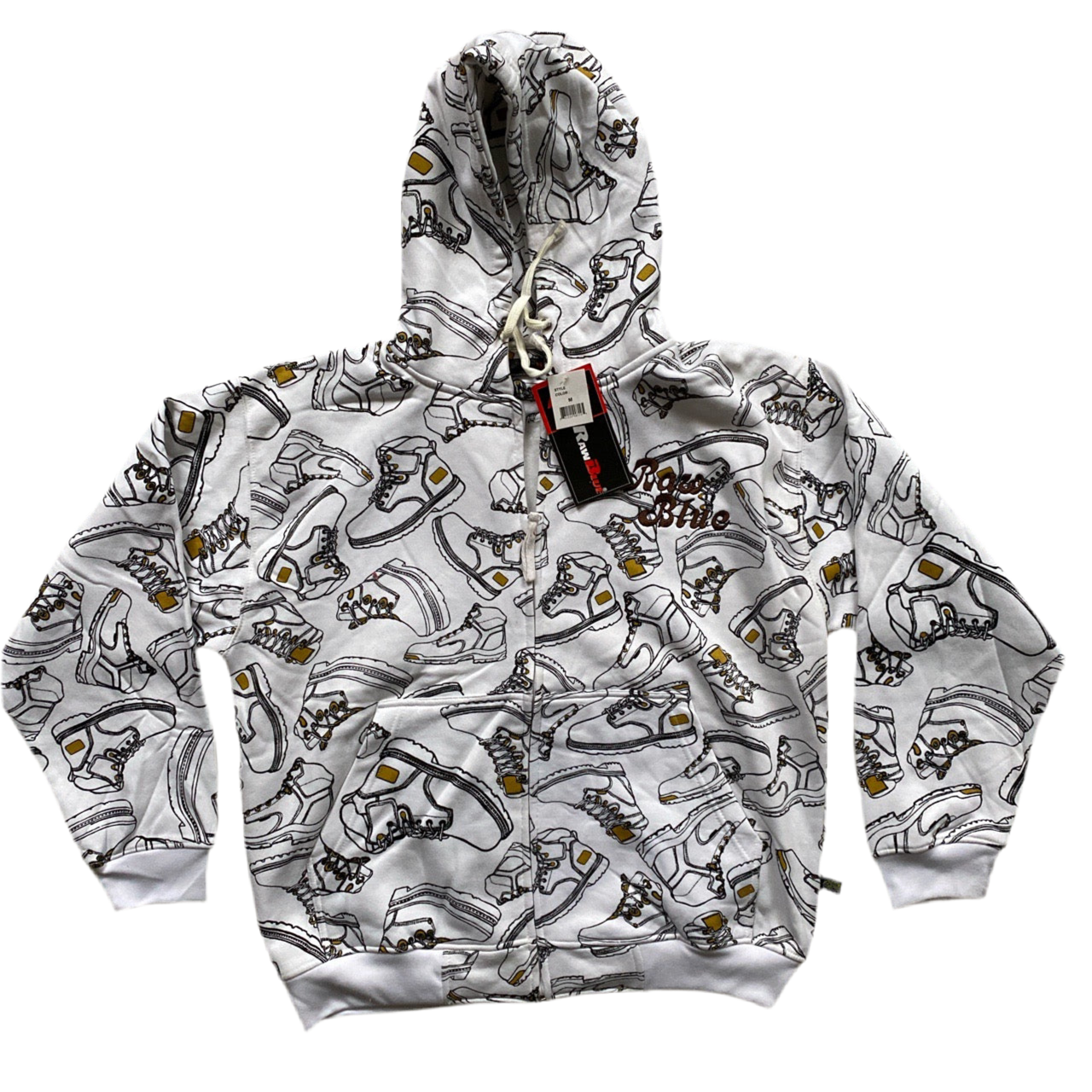 Raw Blue Vintage Boot Print Hoodie