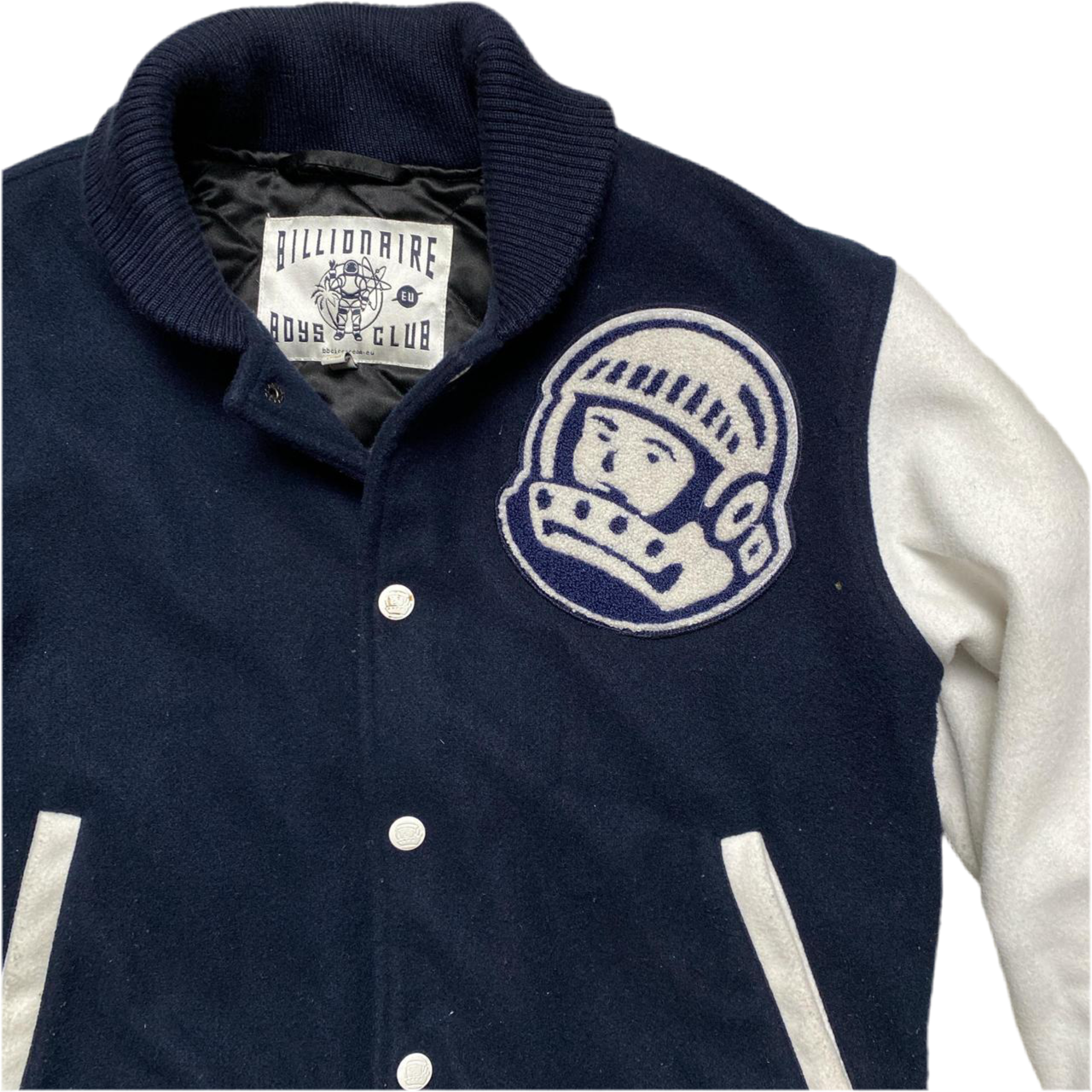 Billionaire Boys Club Navy and White Varsity Wool Fleece Bomber Jacket (M)