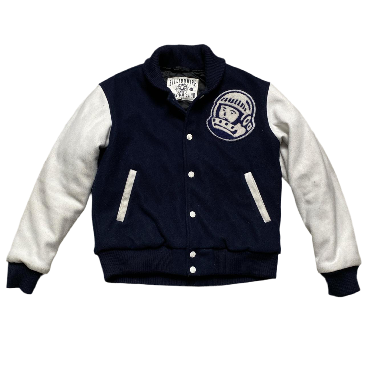 Billionaire Boys Club Navy and White Varsity Wool Fleece Bomber Jacket (M)