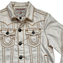 True Religion Cream and Golden Brown Stitch Denim Jacket (S)
