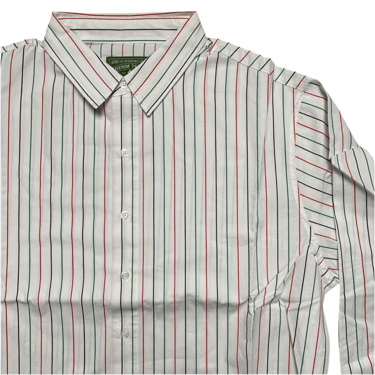 Denim Tears White Red Green and Black Pink Stripe Long Sleeve Shirt (S)