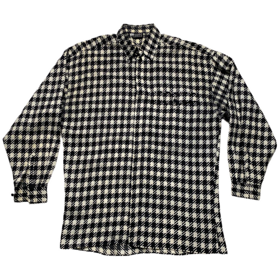 Versus Versace Black and White Houndstooth Checked Shirt (L)