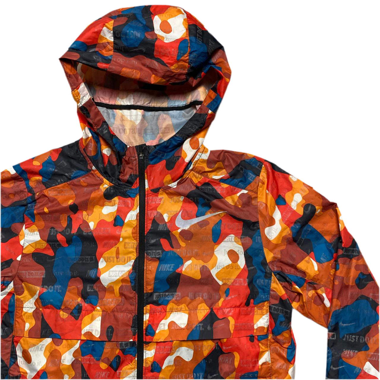 Nike Running Shield Ghost Orange Blue White Camouflage Windbreaker Jacket (S)