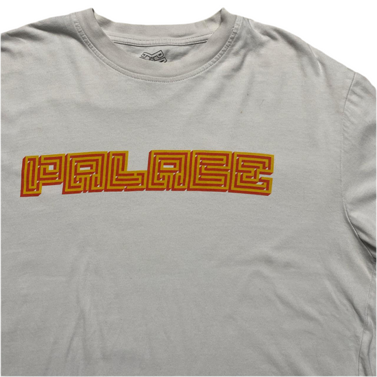 Palace White Yellow and Orange Spellout Long Sleeve T Shirt (XL)