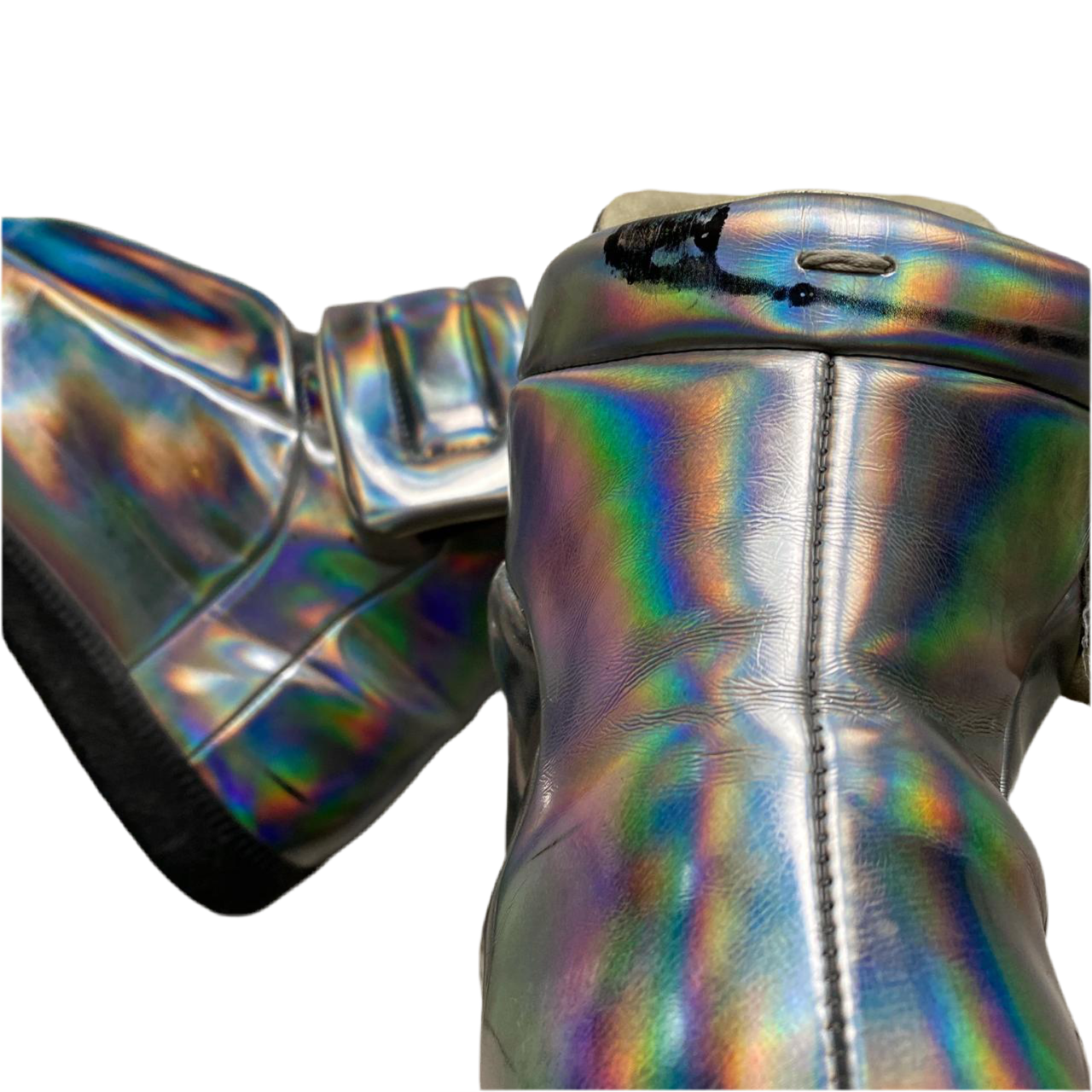Maison Margiela Future Iridescent Silver High Boot Trainers (UK 9)