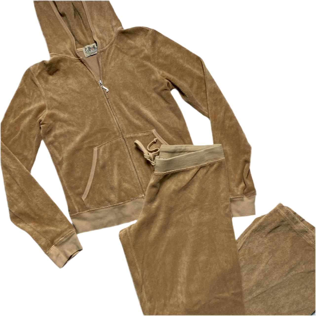 Juicy Couture Brown Tan Teddy Towelling Vintage y2k Tracksuit (M)