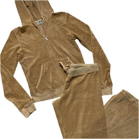 Juicy Couture Brown Tan Teddy Towelling Vintage y2k Tracksuit (M)