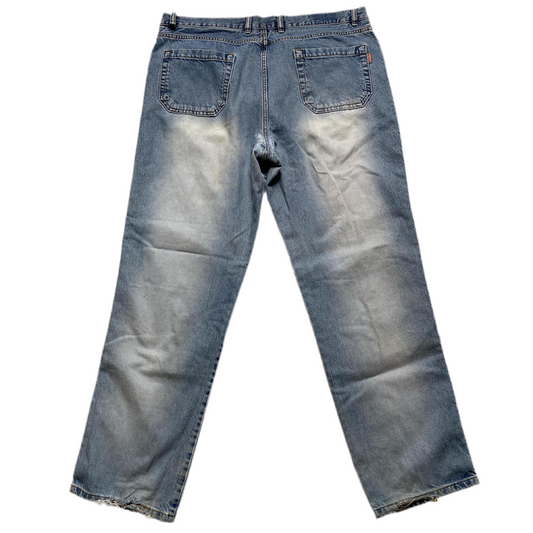 Prada Vintage Baggy Distressed Light Blue Stonewashed Jeans (38W)
