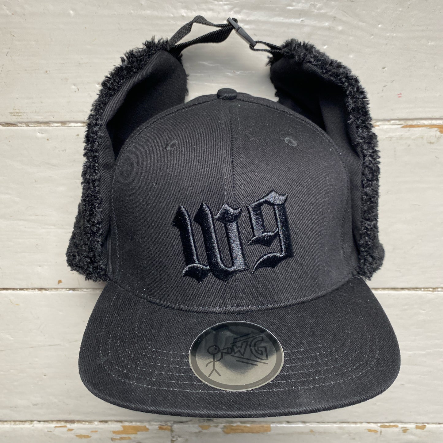 W9 Triple Black Dog Ear Trapper Hat