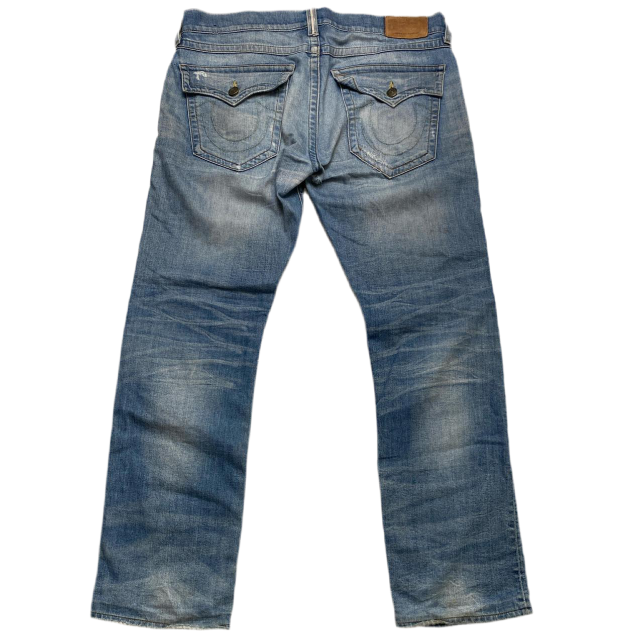 True Religion Ricky Baggy Light Blue Distressed Jeans (36W)