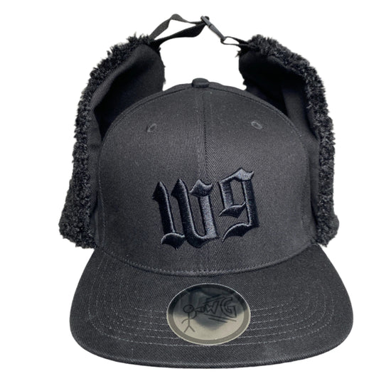 W9 Triple Black Dog Ear Trapper Hat