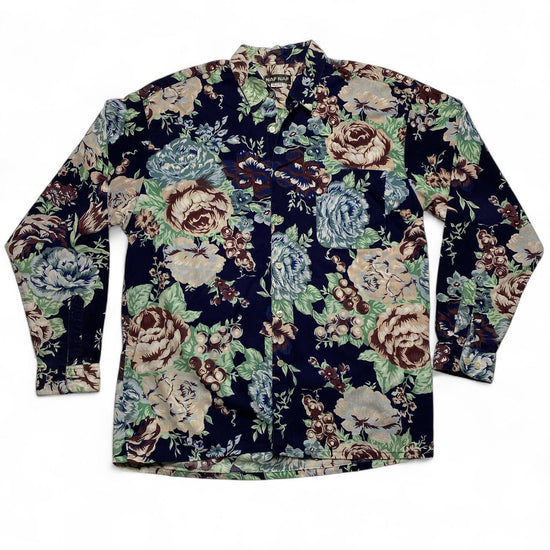 NAF NAF Vintage Floral Navy Green and Cream Shirt