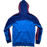 Adidas Performance Essentials Blue Two Tone Orange Red Stripes Hoodie (M)