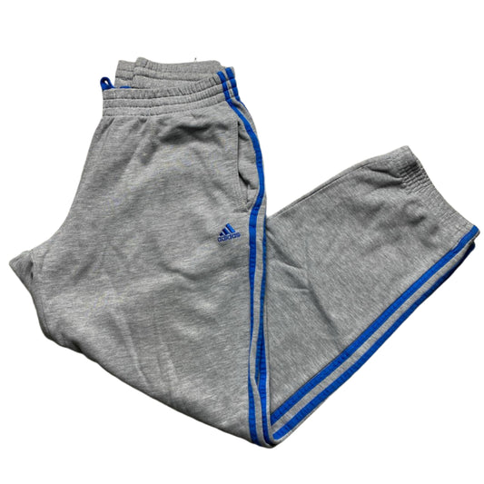 Adidas Performance Essentials Grey and Blue Stripes Joggers (M)