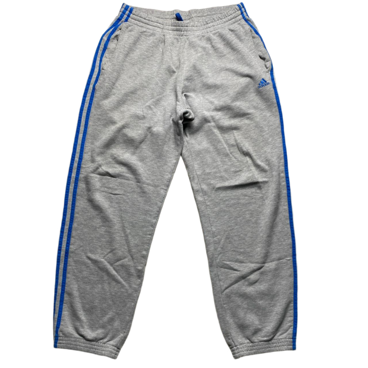 Adidas Performance Essentials Grey and Blue Stripes Joggers (M)