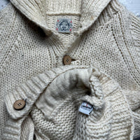 Evisu Vintage Wool Cream Button Up Embroidery Heron Jumper (L)