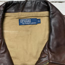 Ralph Lauren Polo Vintage Brown Leather Bomber Jacket (XL)