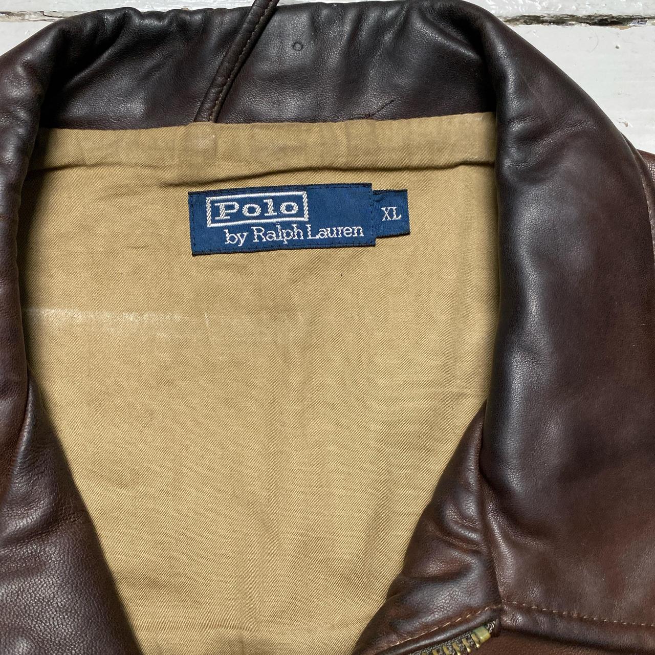 Ralph Lauren Polo Vintage Brown Leather Bomber Jacket (XL)