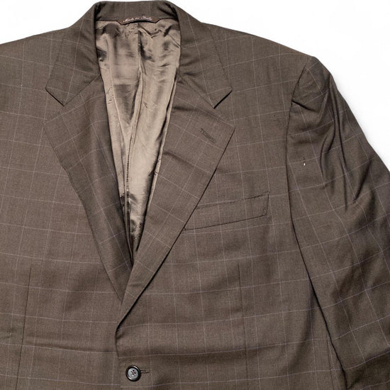 Canali Brown Pin Stripe Suit Wool Jacket Blazer (L)
