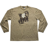 Rocawear Long Sleeve Tan Spray Paint T Shirt (L)