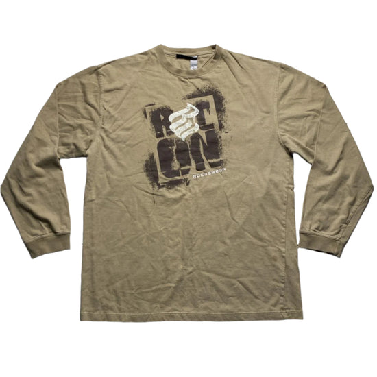 Rocawear Long Sleeve Tan Spray Paint T Shirt (L)