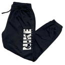 Nike Club Black and White Swoosh Spellout Joggers (L)