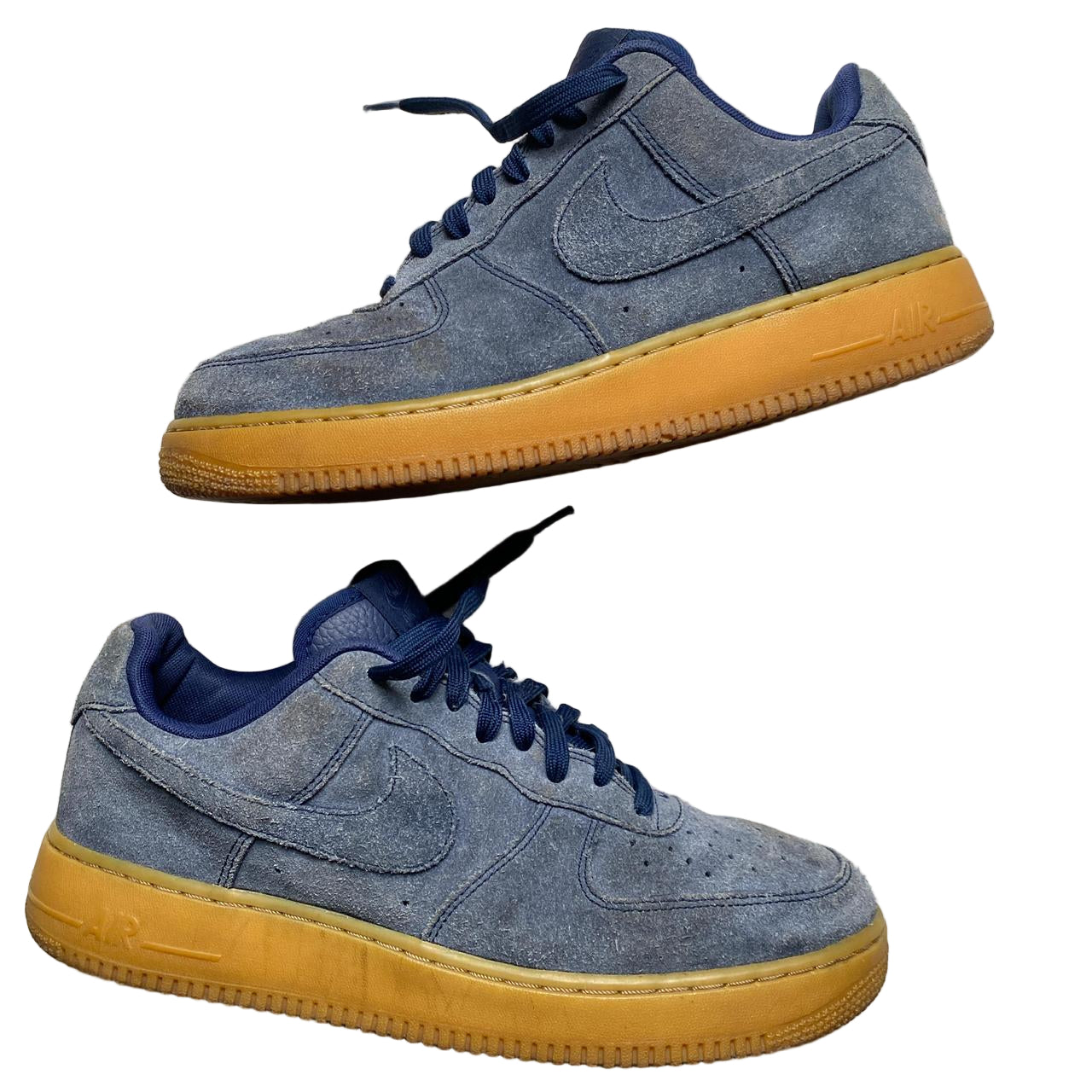 Nike Air Force 1 Navy Blue Suede and Gum Sole (UK 9.5)