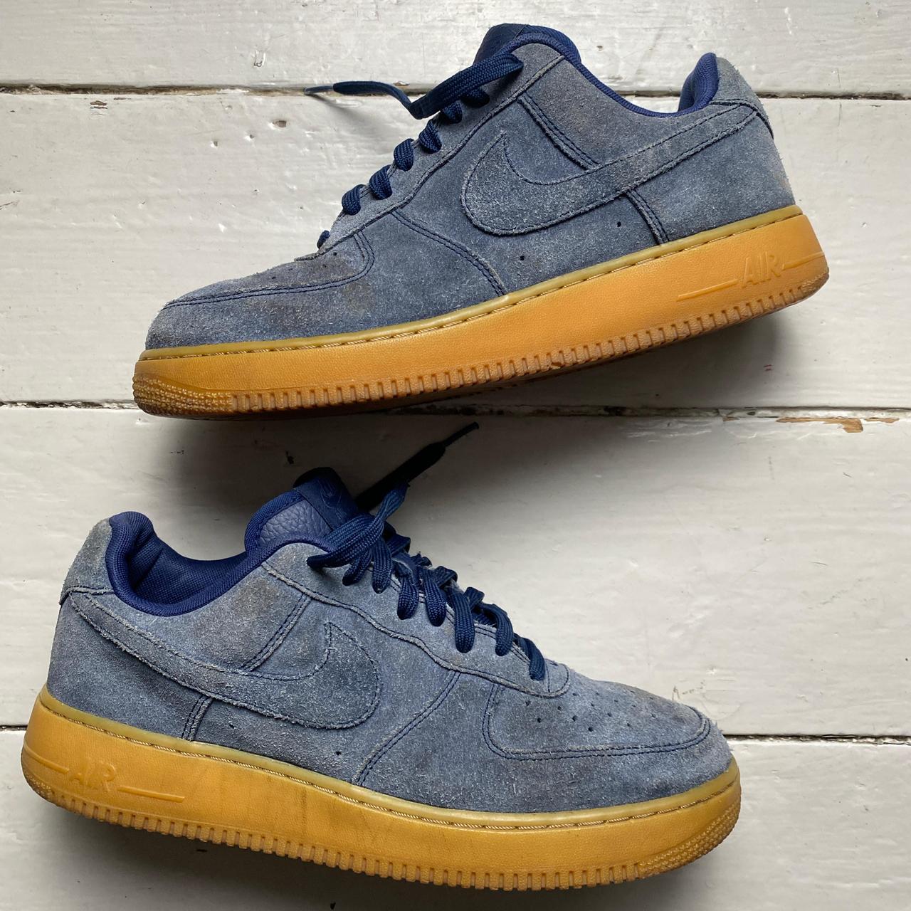 Nike Air Force 1 Navy Blue Suede and Gum Sole