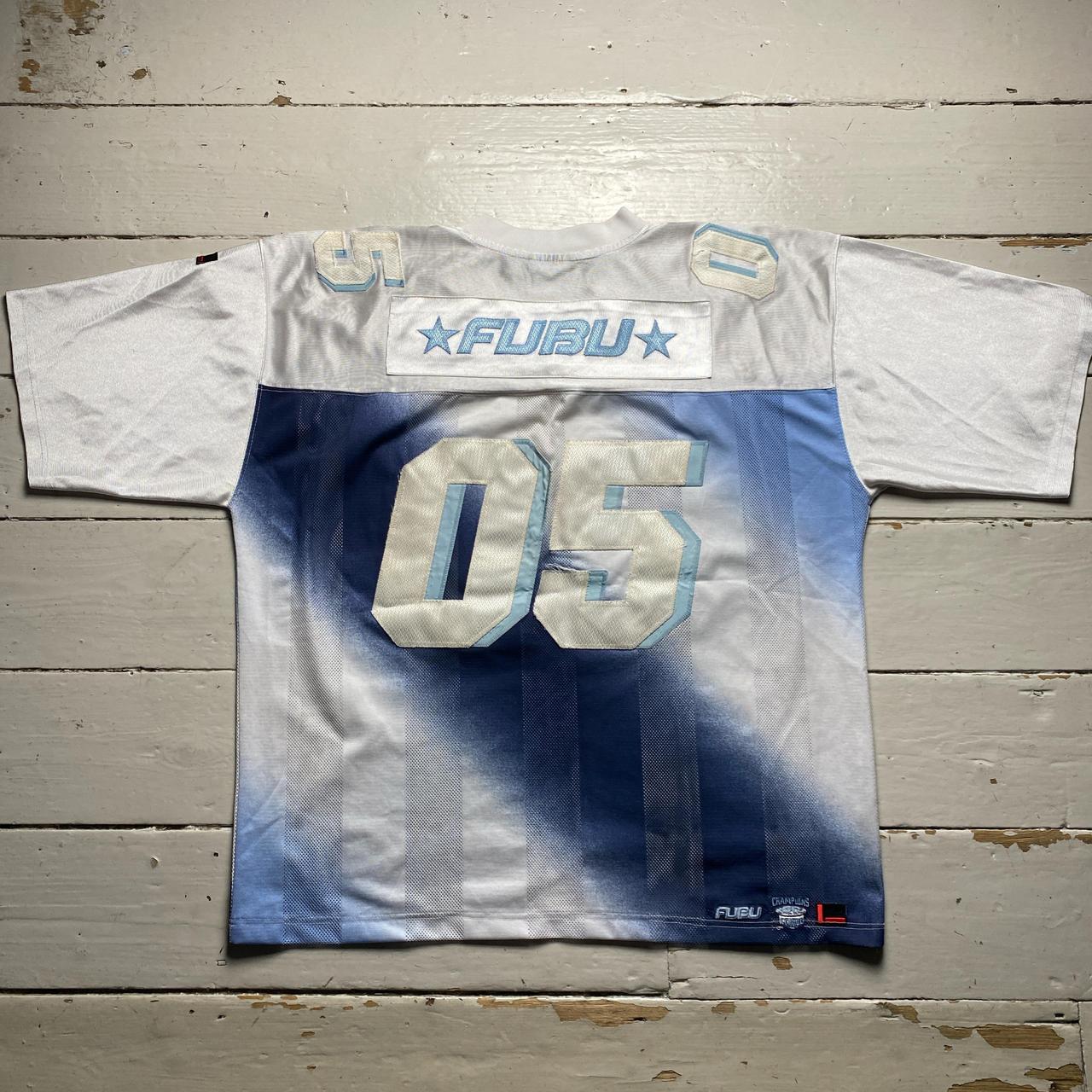 FUBU Vintage 90’s Light Blue Ombre Navy Blend White NFL Football Jersey